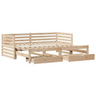 2-in-1 Slaapbank met onderschuifbed van massief grenenhout - Bedden & bedframes