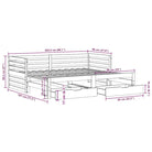2-in-1 Slaapbank met onderschuifbed van massief grenenhout - Bedden & bedframes