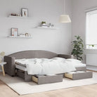 2-in-1 Slaapbank voor in woonkamer of slaapkamer - Taupe / 80 x 200 cm / met onderschuifbed en lade - Bedden & bedframes