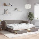 2-in-1 Slaapbank voor Woon- of Slaapkamer - Taupe / 80 x 200 cm / met onderschuifbed en lade - Bedden & bedframes