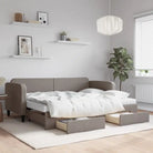 2-in-1 Slaapbank voor Woon- of Slaapkamer - Taupe / 80 x 200 cm / met onderschuifbed en lade en matras - Bedden &