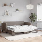 2-in-1 Slaapbank voor Woon- of Slaapkamer - Taupe / 80 x 200 cm / met onderschuifbed - Bedden & bedframes