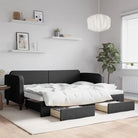 2-in-1 Slaapbank voor Woon- of Slaapkamer - Zwart / 80 x 200 cm / met onderschuifbed en lade - Bedden & bedframes