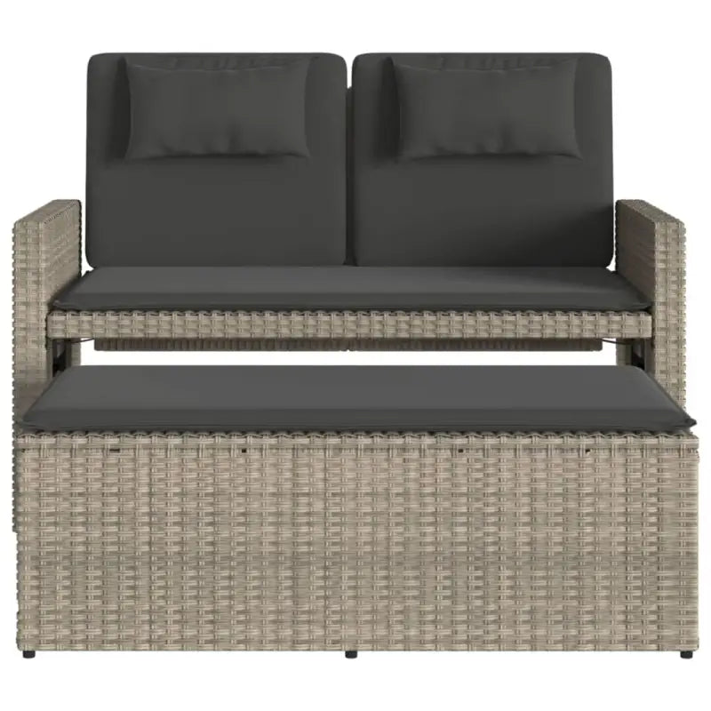 2-in-1 Tuinbank met poly Rattan en Wasbare Hoezen - Tuinbanken