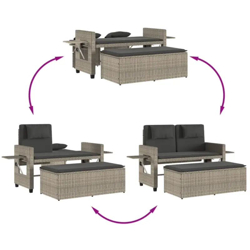 2-in-1 Tuinbank met poly Rattan en Wasbare Hoezen - Tuinbanken