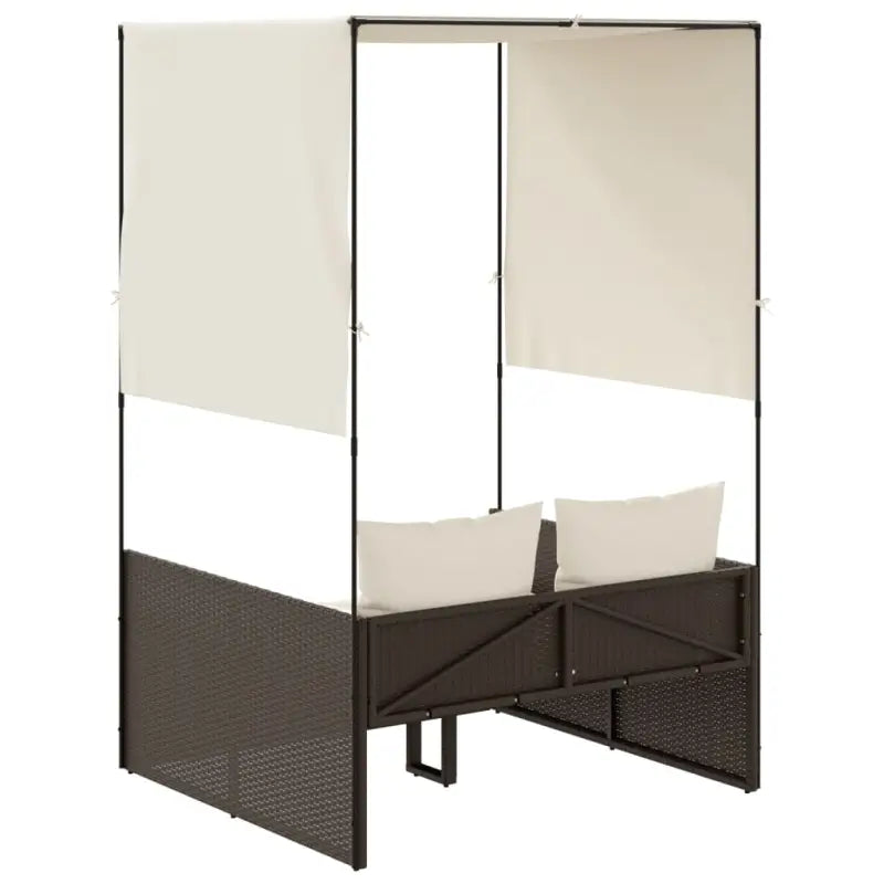 2-persoons ligbed van poly rattan met wasbare hoes voor buitenplezier - Ligstoelen