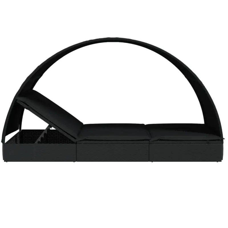 2-persoonsLigbed met Rond Dak in Zwart Materiaal voor Buitenplezier - Ligstoelen