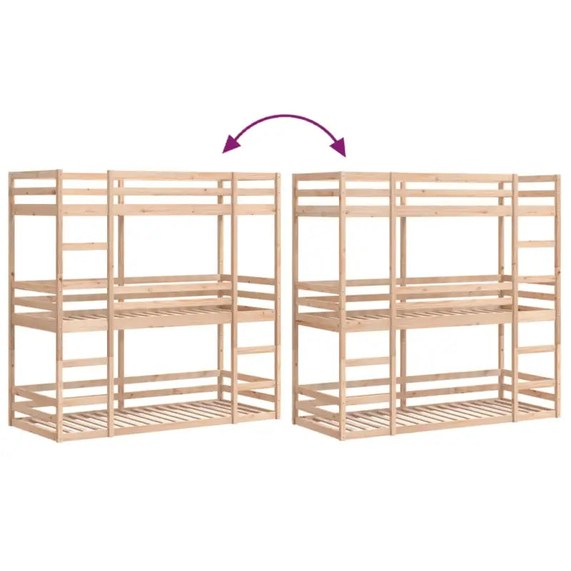3 persoons stapelbed van massief grenenhout voor kleine kamers - Bedden & bedframes