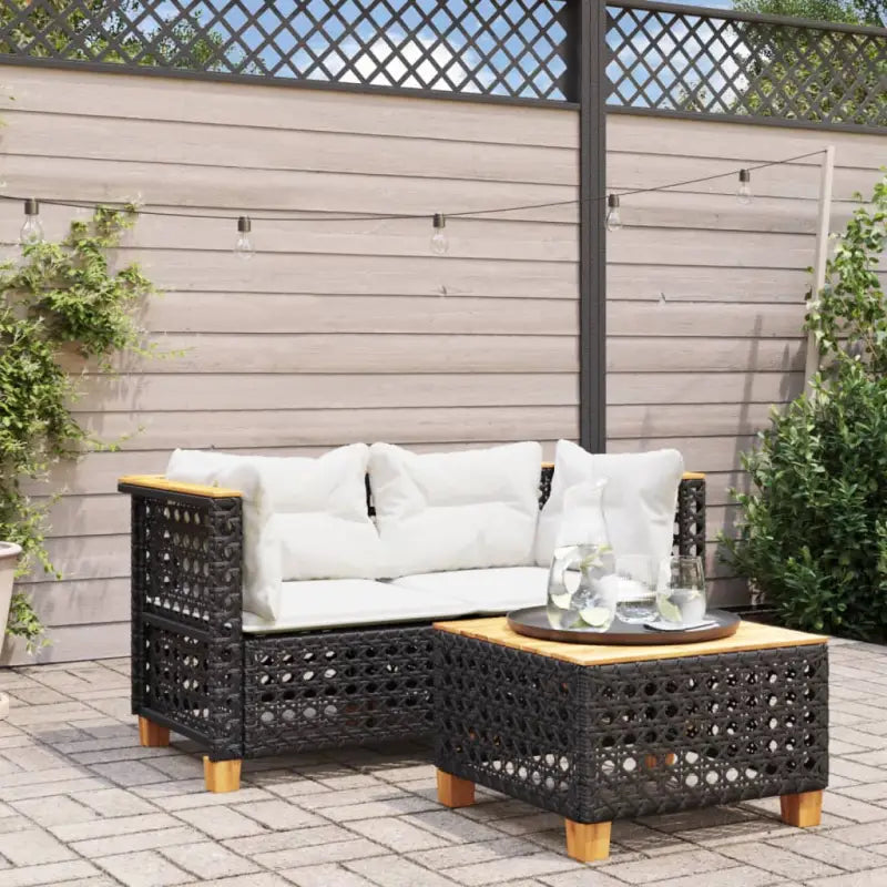 3-zits tuinbank van poly rattan met natuurlijke olieafwerking en comfortabele zitervaring - Zwart / 2 / with carving