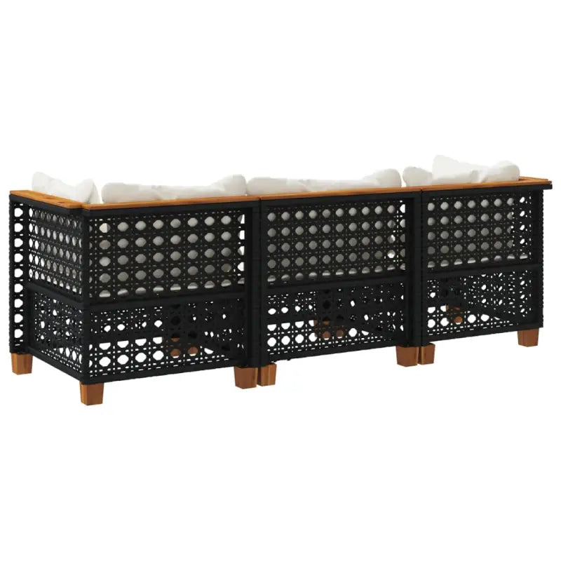 3-zits tuinbank van poly rattan met natuurlijke olieafwerking en comfortabele zitervaring - Loungebanken