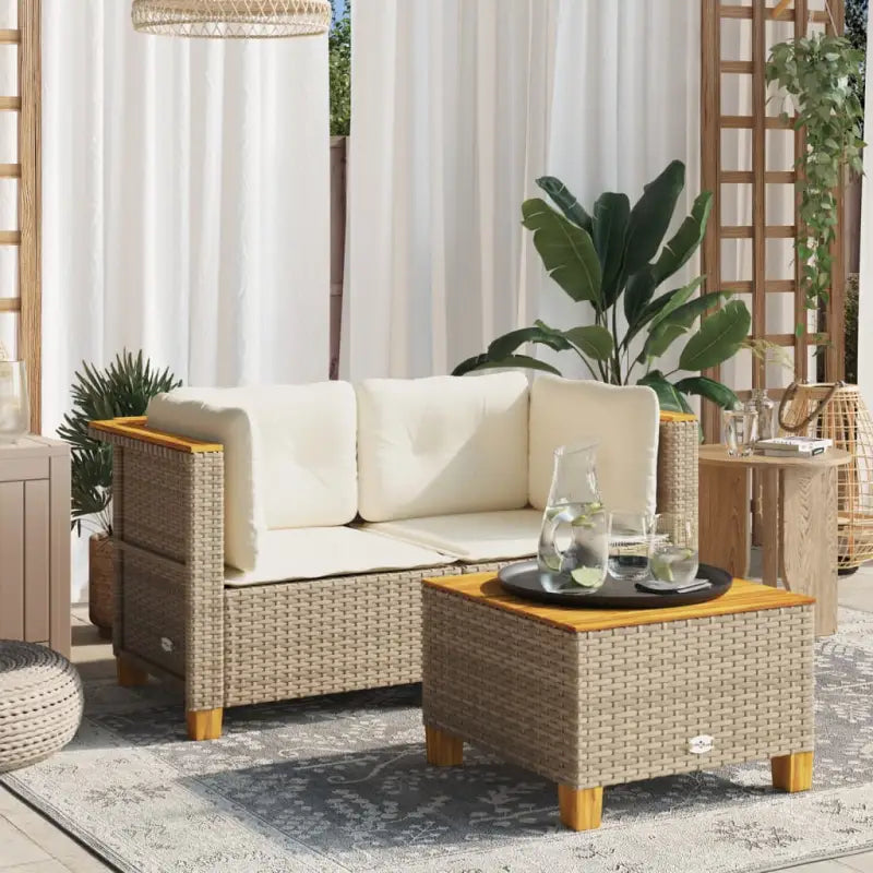 3-zits tuinbank van poly rattan met natuurlijke olieafwerking en comfortabele zitervaring - Beige / 2 / without carving