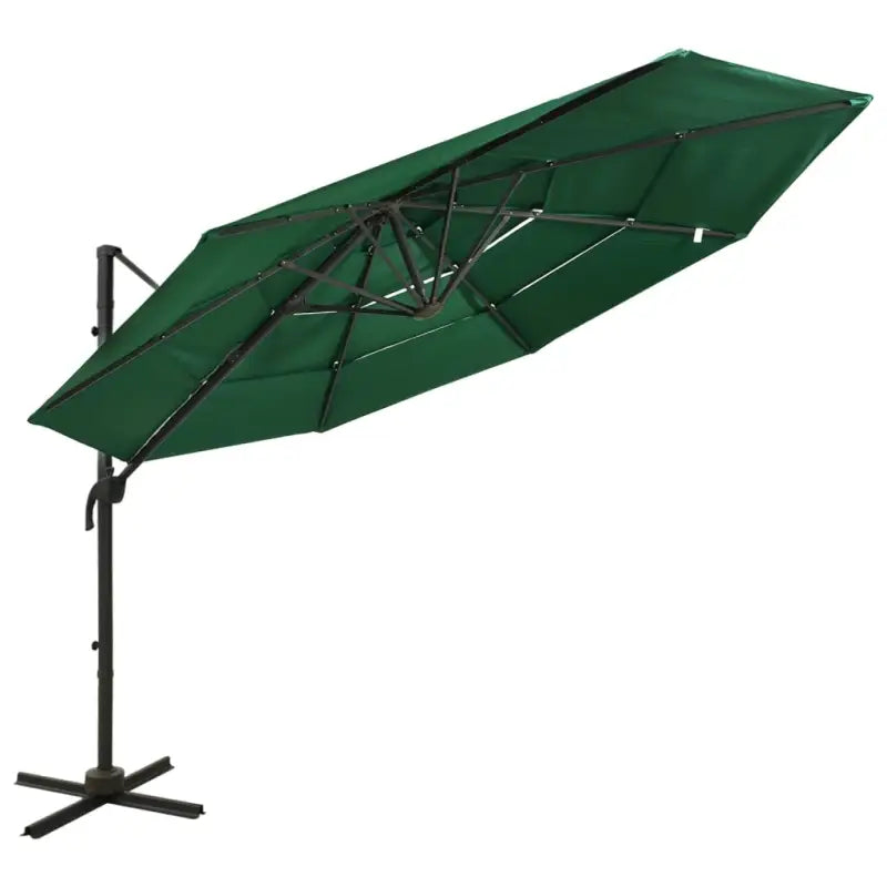 4-laagse parasol met gepoedercoat aluminium paal voor UV en vochtbescherming - Groen / 1 - Parasols en zonneschermen