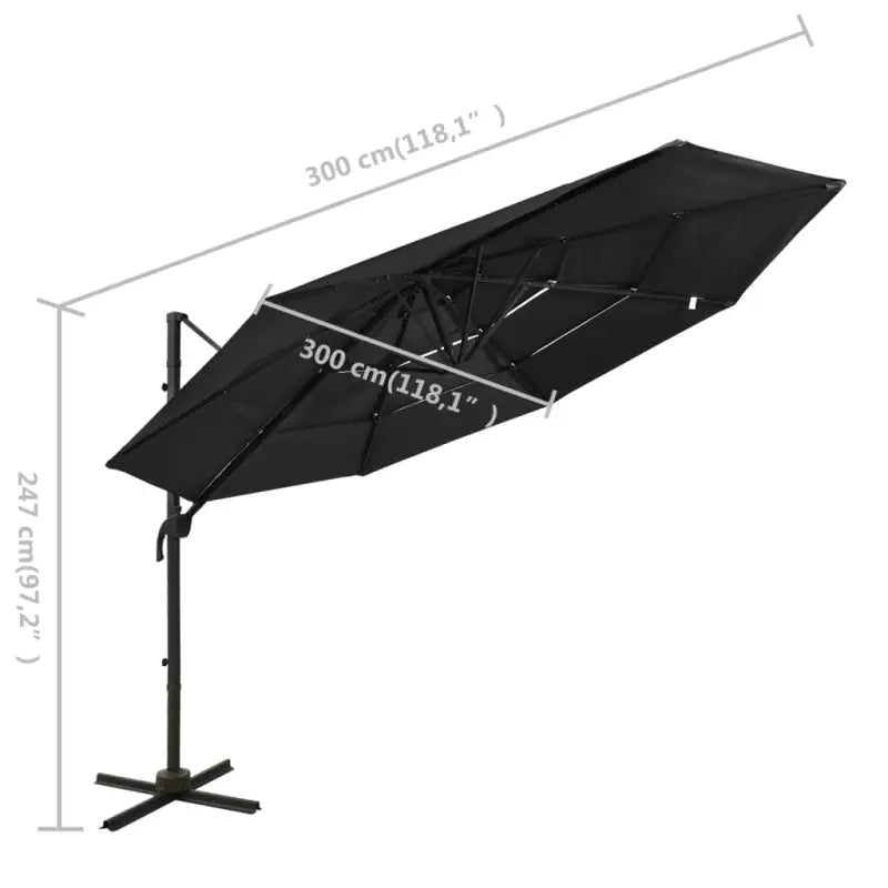 4-laagse parasol met gepoedercoat aluminium paal voor UV en vochtbescherming - Parasols en zonneschermen