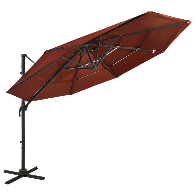 4-laagse parasol met gepoedercoat aluminium paal voor UV en vochtbescherming - Terracotta / 1 - Parasols