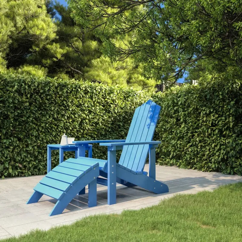 Adirondack Tuinstoel met voetenbank en tafel voor tuin en terras - Waterblauw / 1 / Fauteuil + voetensteun - Tuinstoelen