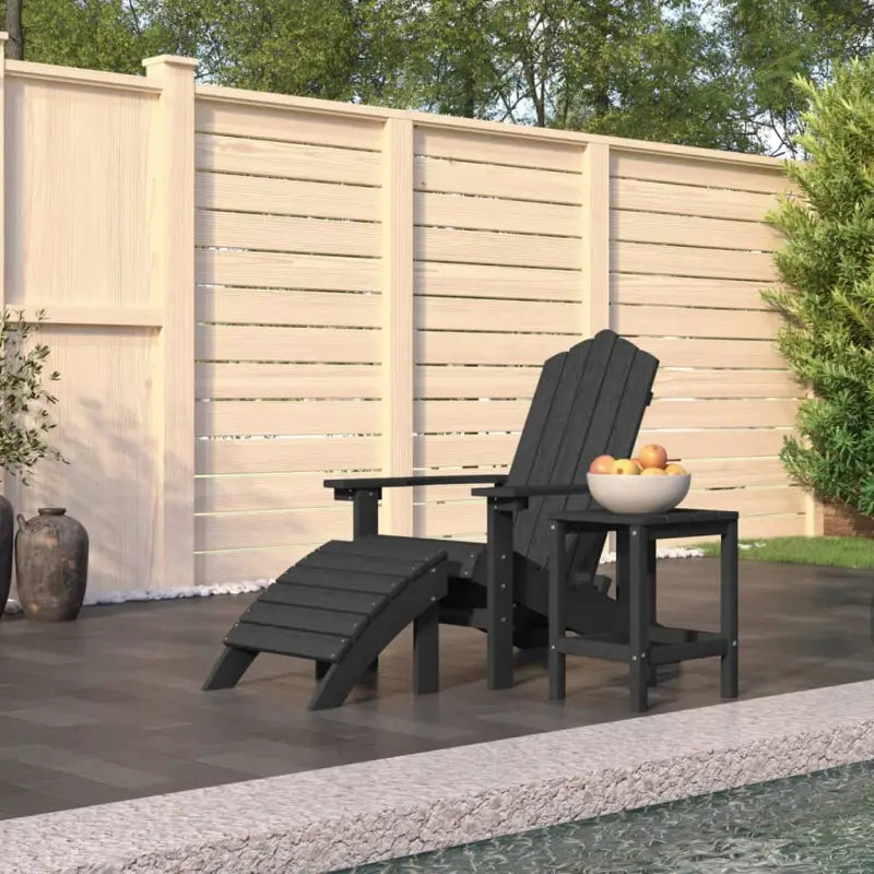 Adirondack Tuinstoel met voetenbank en tafel voor tuin en terras - Antraciet / 1 / Fauteuil + voetensteun + Tafel