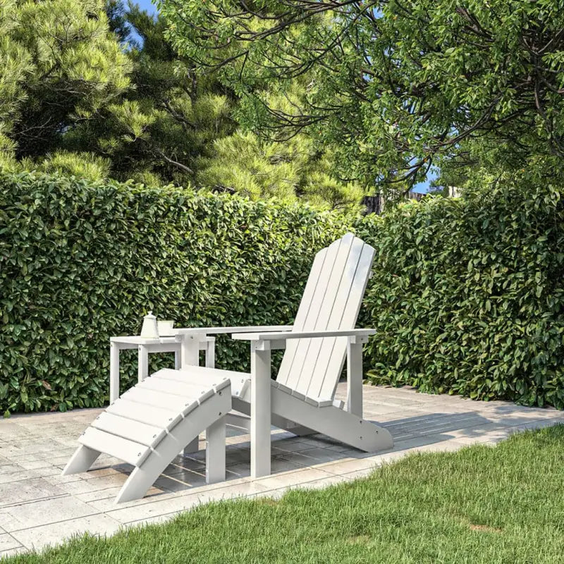 Adirondack Tuinstoel met voetenbank en tafel voor tuin en terras - Wit / 1 / Fauteuil + voetensteun - Tuinstoelen