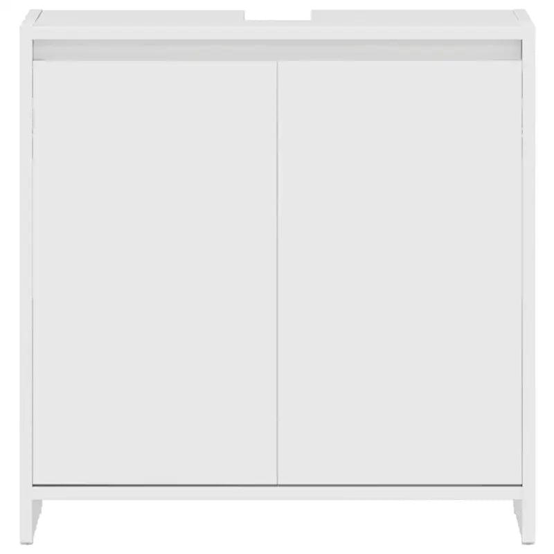 Badekamermeubelset met hoogglans wit en bewerkt hout voor extra opbergruimte - Badkamermeubelsets