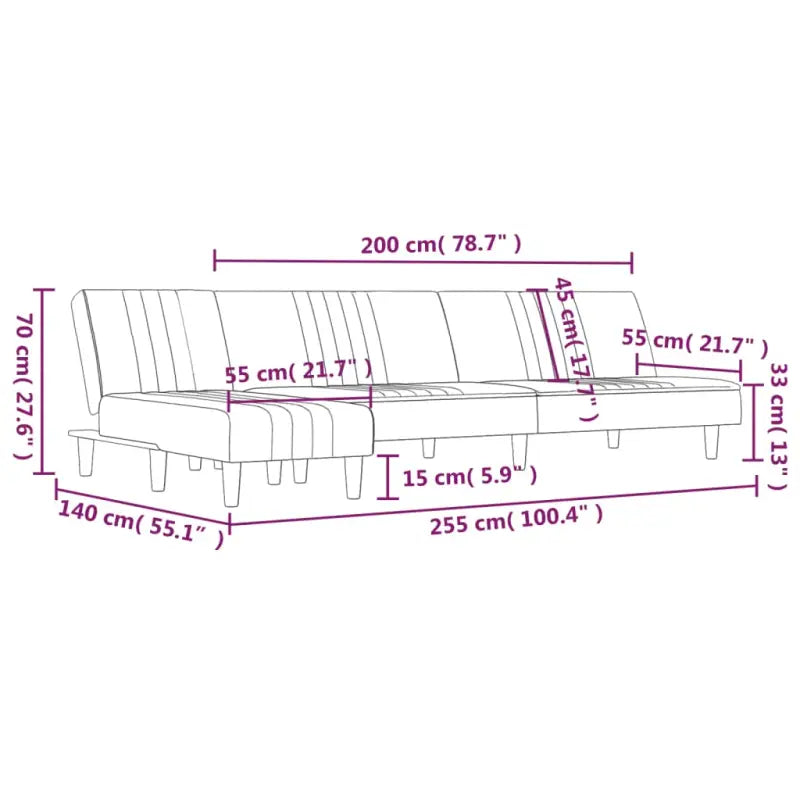 Banken met chaise longue en royale totale afmetingen voor kleine ruimtes - Donkergrijs - Banken