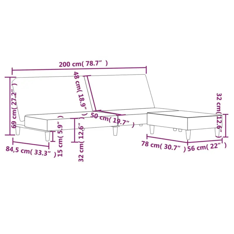 Banken met hoogte rugleuning en multifunctioneel logeerbed - Blauw / Met voetensteun - Banken