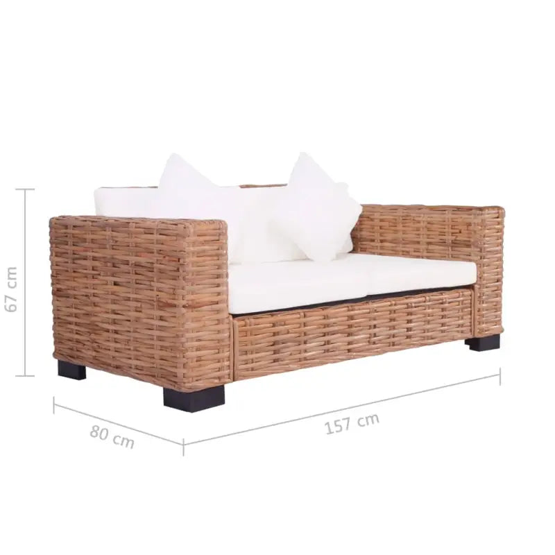 Banken set met natuurlijk rattan levering bevat ruime breedte zitting - 2-zits + 3-zits - Banken