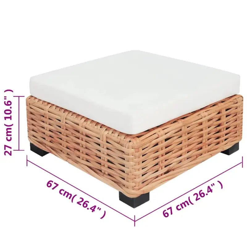 Banken set met natuurlijk rattan voor woonkamer of serre levering bevat - 3x hoek + 3x midden + voetensteun + Tafel