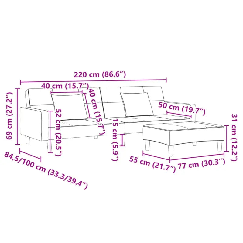 Banken slaapbank met kunststof materiaal vulling en voetenbank - Banken