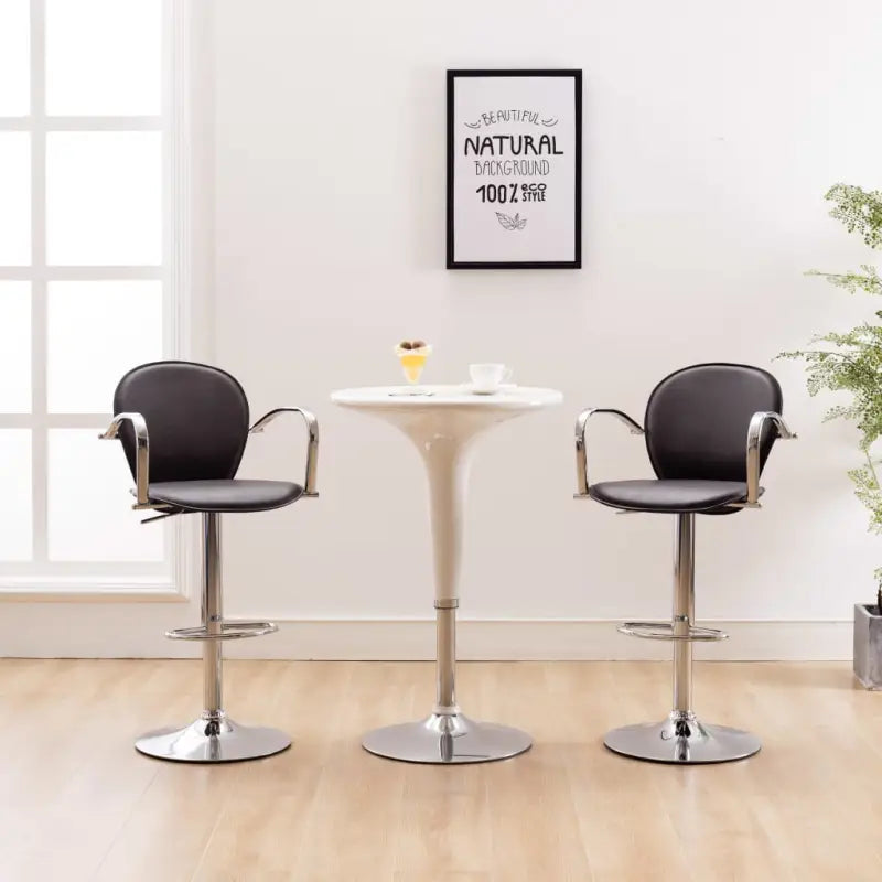 Barkrukken Met Armleuning voor Optimaal Zitcomfort levering bevat eenvoudig te reinigen kunstleer - Bruin / 2