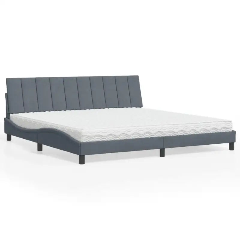 Bed met multiplex lattenbodem en 22d PU-schuim in blauw materiaal - Donkergrijs / 200 x 200 cm - Bedden & bedframes