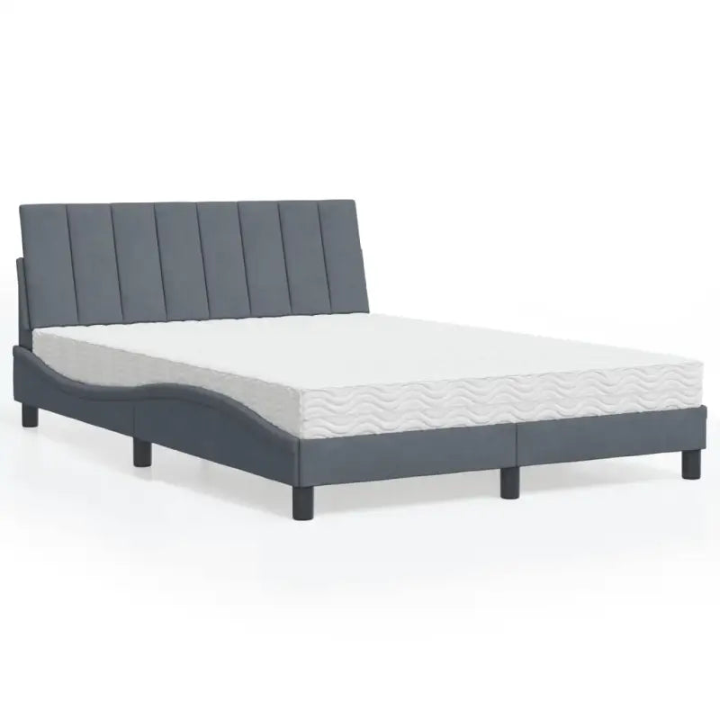 Bed met multiplex lattenbodem en 22d PU-schuim in blauw materiaal - Donkergrijs / 140 x 190 cm - Bedden & bedframes
