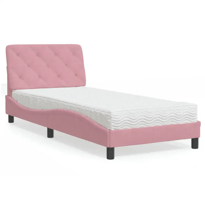 Bed met multiplex lattenbodem en 22d PU-schuim in blauw materiaal - Roze / 90 x 200 cm - Bedden & bedframes