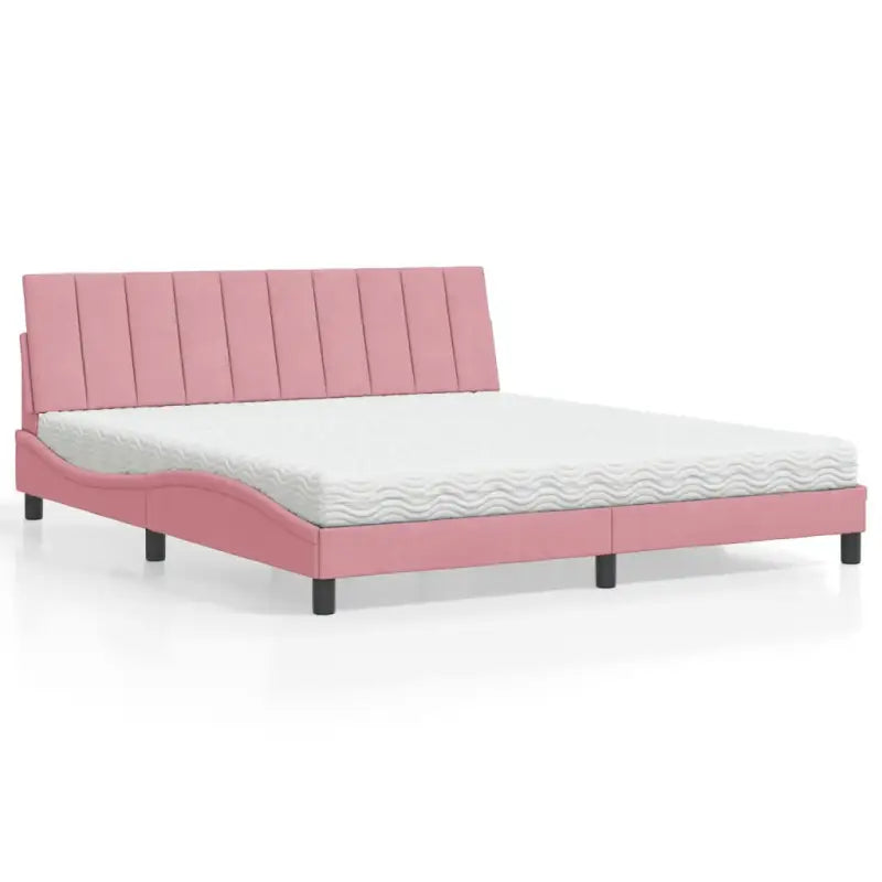 Bed met multiplex lattenbodem en 22d PU-schuim in blauw materiaal - Roze / 180 x 200 cm - Bedden & bedframes