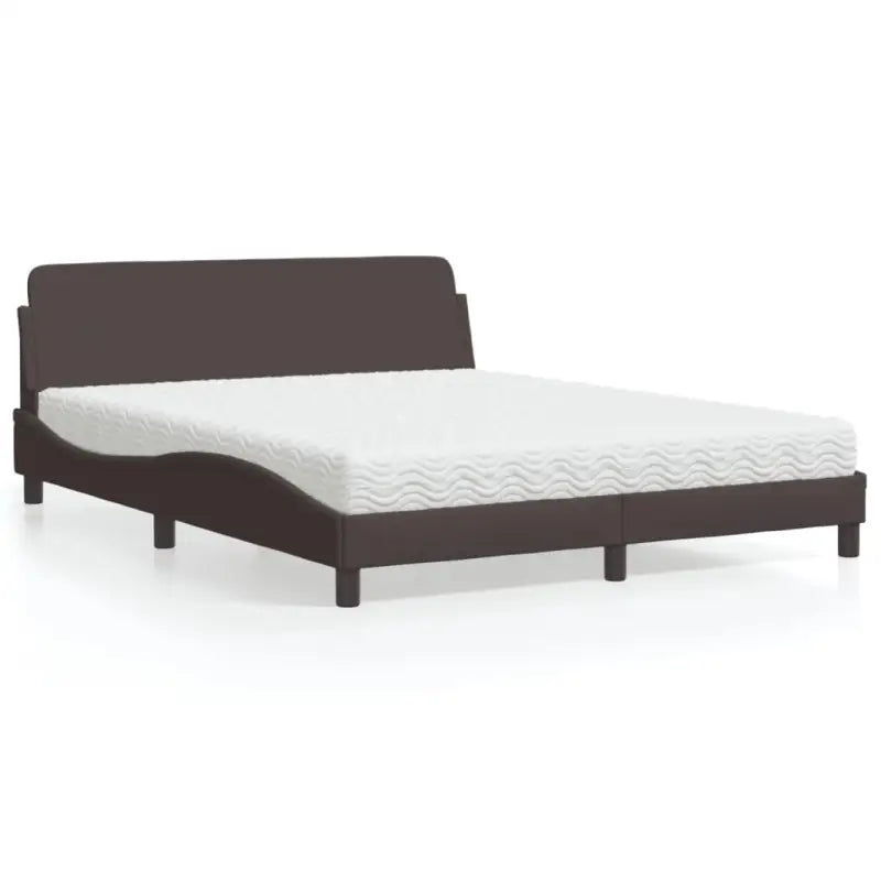 Bed met multiplex lattenbodem en 22D PU-schuim matras voor optimale slaap - Donkerbruin / 160 x 200 cm - Bedden &