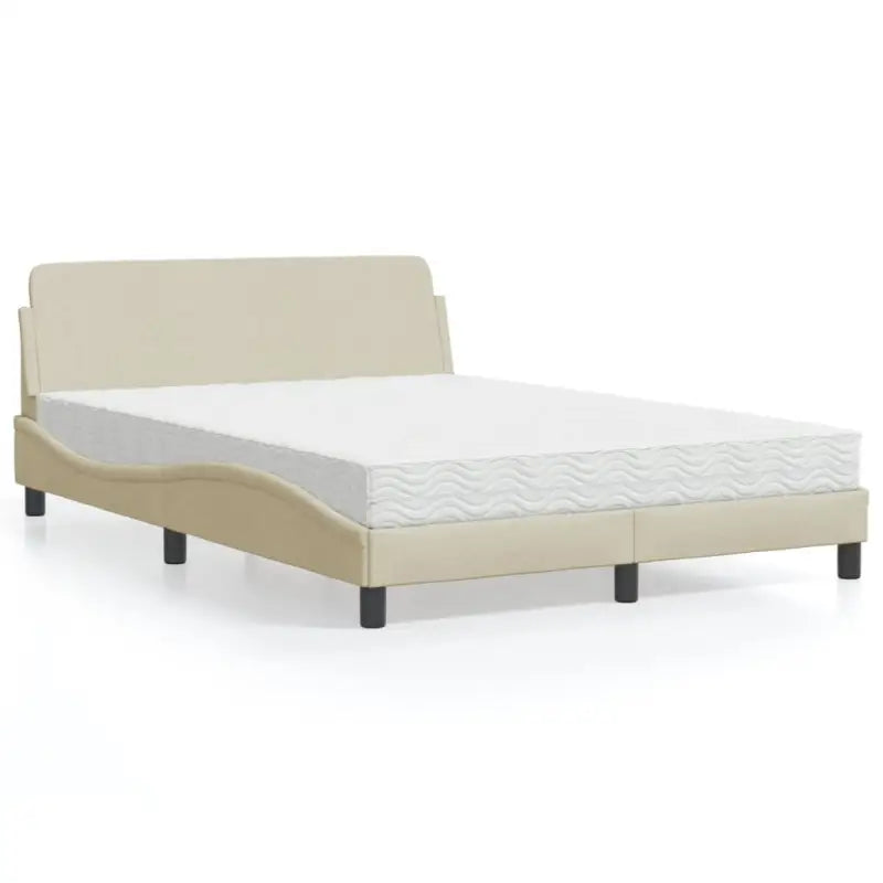 Bed met multiplex lattenbodem en 22D PU-schuim matras voor optimale slaap - Crème / 140 x 190 cm - Bedden & bedframes