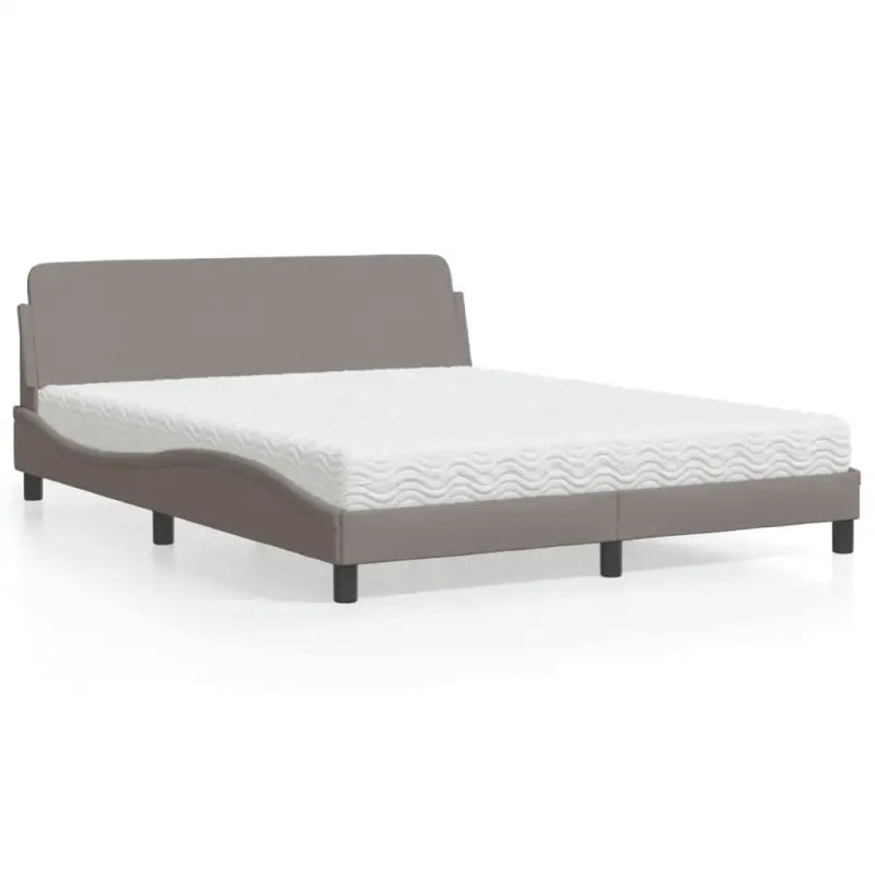 Bed met multiplex lattenbodem en 22D PU-schuim matras voor optimale slaap - Taupe / 160 x 200 cm - Bedden & bedframes