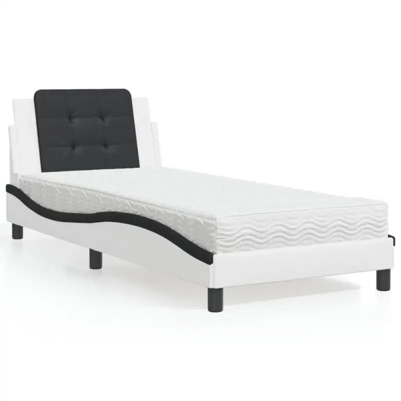 Bed met multiplex lattenbodem en 22d pu-schuim voor optimaal comfort - Wit en zwart / 90 x 200 cm - Bedden & bedframes