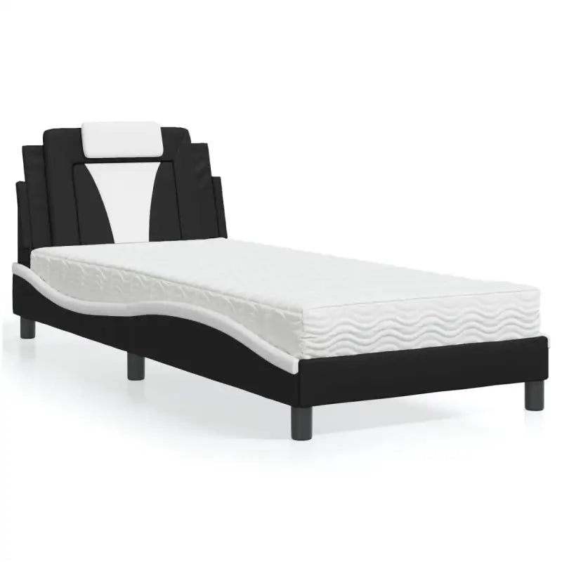 Bed met multiplex lattenbodem en 22d pu-schuim voor optimaal comfort - Zwart en wit / 90 x 200 cm - Bedden & bedframes