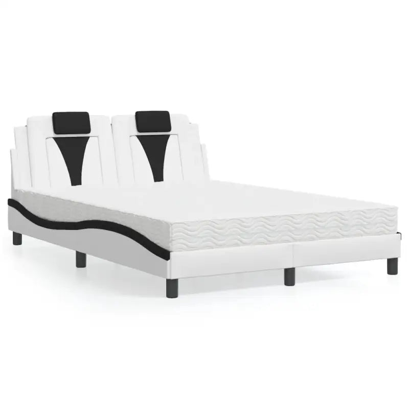Bed met multiplex lattenbodem en 22d pu-schuim voor optimaal comfort - Wit en zwart / 140 x 200 cm - Bedden & bedframes