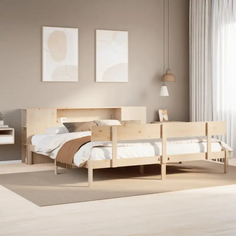 Bedden en bedframes met massief grenenhout en optimale totale afmetingen - Naturel / 200 x 200 cm - Bedden & bedframes