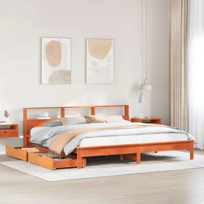 Bedden en bedframes met massief grenenhout voor optimale comfort - Wasbruin / 200 x 200 cm - Bedden & bedframes