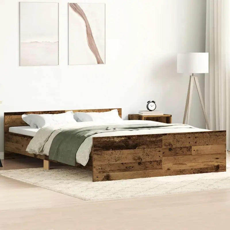 Bedframe in Grijs Sonoma voor een stevige en stabiele nachtrust - Oud hout / 140 x 190 cm - Bedden & bedframes