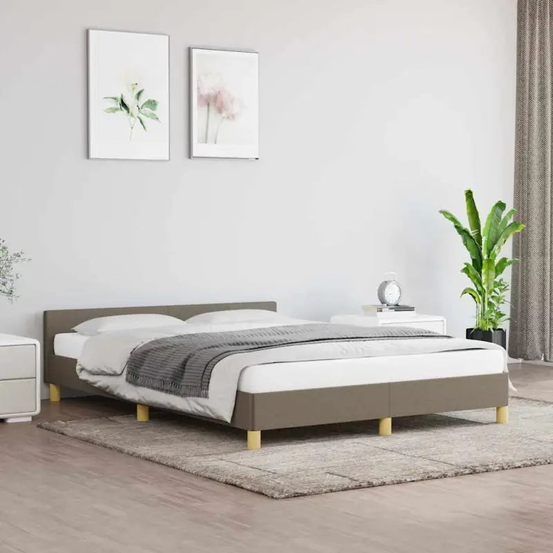 Bedframe met hoofdeinde en multiplex lattenbodem voor comfortabele nachtrust - Taupe / 140 x 200 cm - Bedden & bedframes