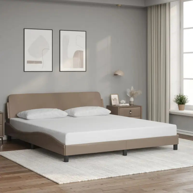 Bedframe met hoofdeinde en multiplex lattenbodem voor een goede nachtrust - Cappuccino / 180 x 200 cm - Bedden &