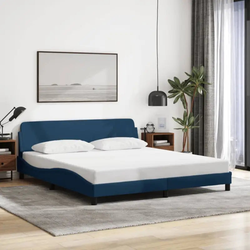 Bedframe met hoofdeinde en multiplex lattenbodem voor goede nachtrust - Blauw / 180 x 200 cm - Bedden & bedframes