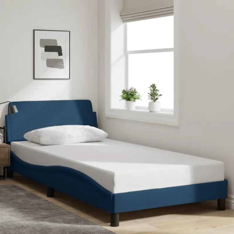 Bedframe met hoofdeinde en multiplex lattenbodem voor goede nachtrust - Blauw / 100 x 200 cm - Bedden & bedframes