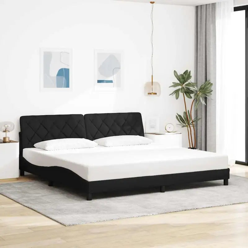Bedframe met LED-verlichting en ademend vermogen in zwart materiaal - Bedden & bedframes