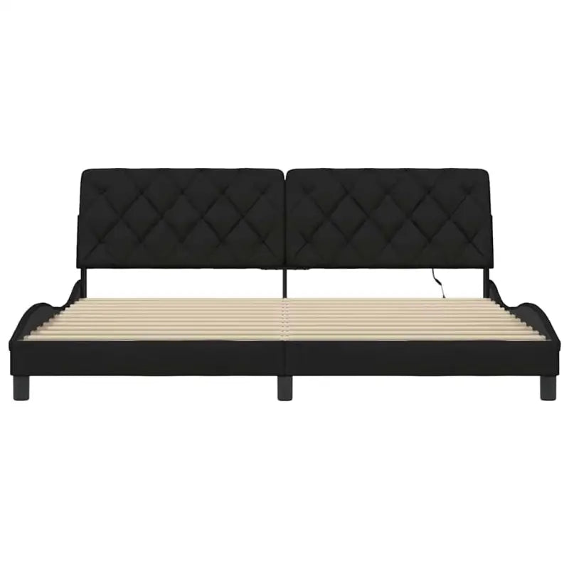 Bedframe met LED-verlichting en ademend vermogen in zwart materiaal - Bedden & bedframes