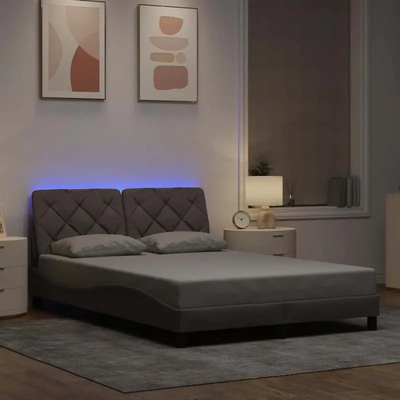 Bedframe met LED-verlichting en ademend vermogen in zwart materiaal - Taupe / 140 x 200 cm - Bedden & bedframes