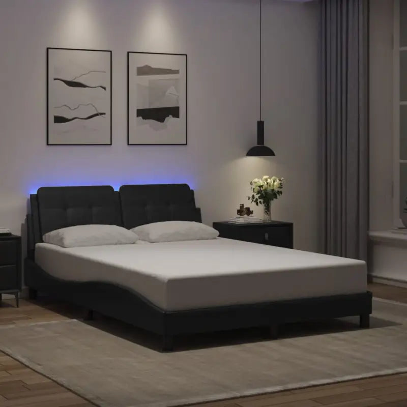Bedframe met LED-verlichting en multiplex lattenbodem in wit materiaal - Zwart / 140 x 190 cm - Bedden & bedframes