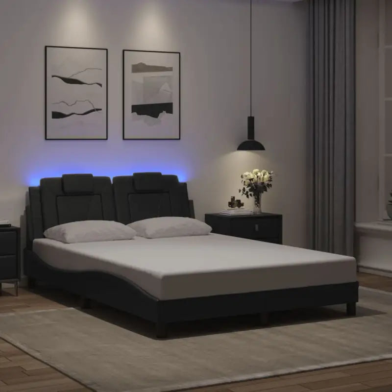 Bedframe met LED-verlichting en multiplex lattenbodem voor comfort - Grijs / 140 x 200 cm - Bedden & bedframes